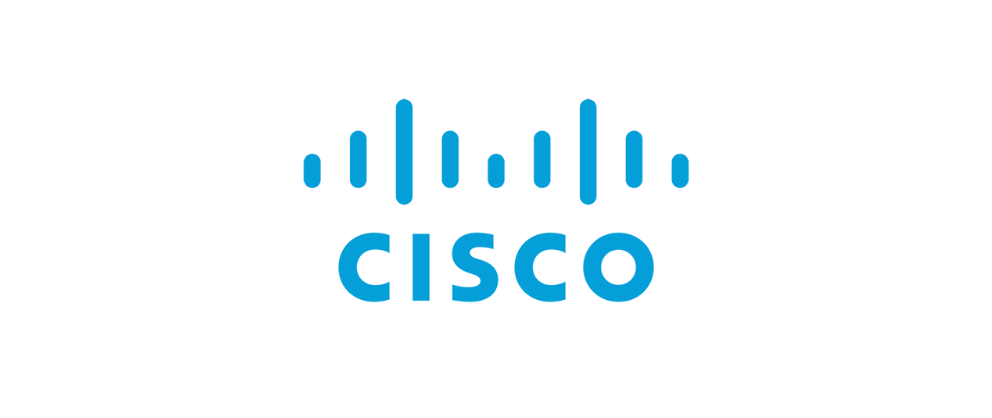Cisco logo, known for networking solutions, including routers, switches, cybersecurity, and collaboration tools for enterprises.