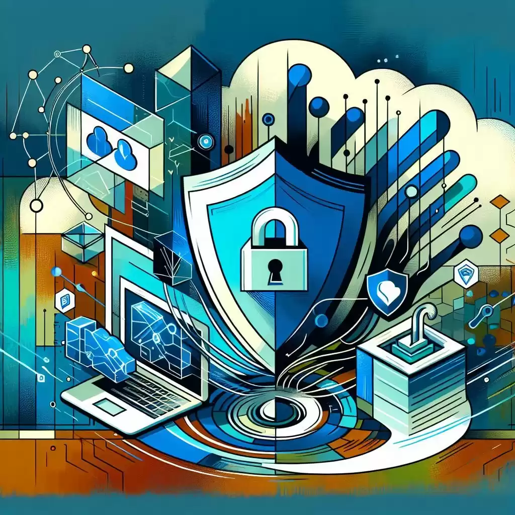 A cubist-style image symbolizing data privacy and protection in the digital world.
