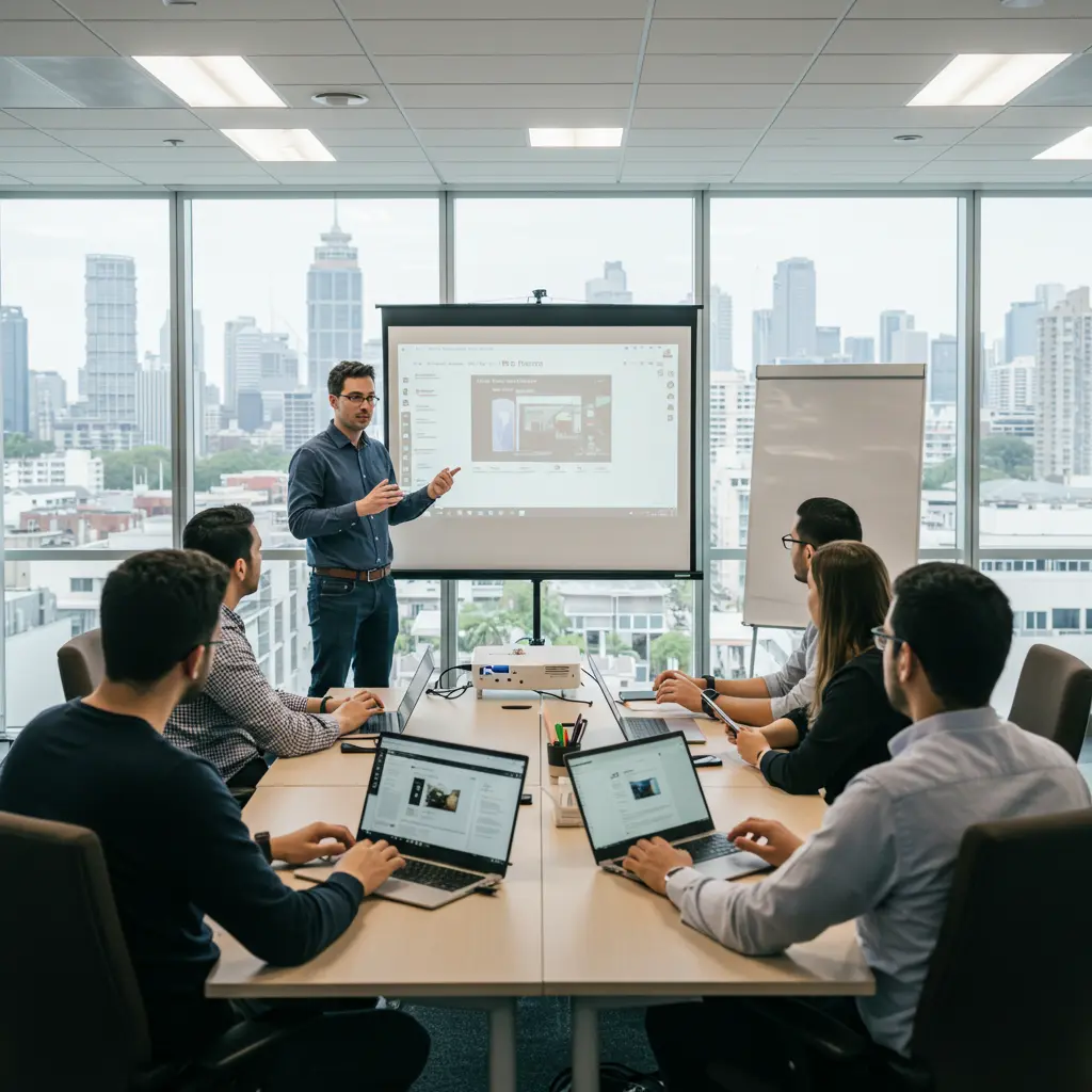 IT consultant conducting Microsoft Teams training for a Sydney company