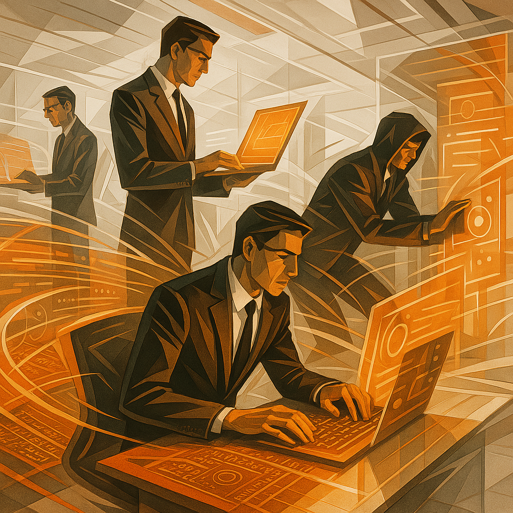 Stylized graphic showing IT support or network management concept