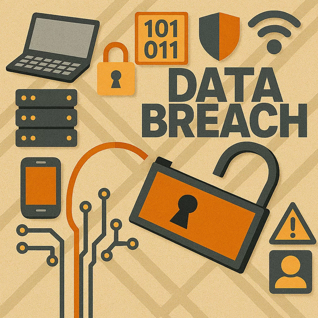 Cybersecurity dashboard showing data breach statistics for Australian businesses 2025